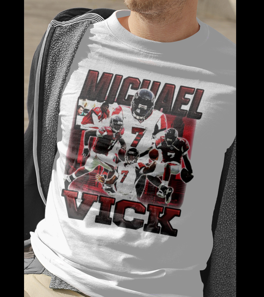 Michael Vick Atlanta Falcons Football Number 7 Quarterback Action Collage T-Shirt