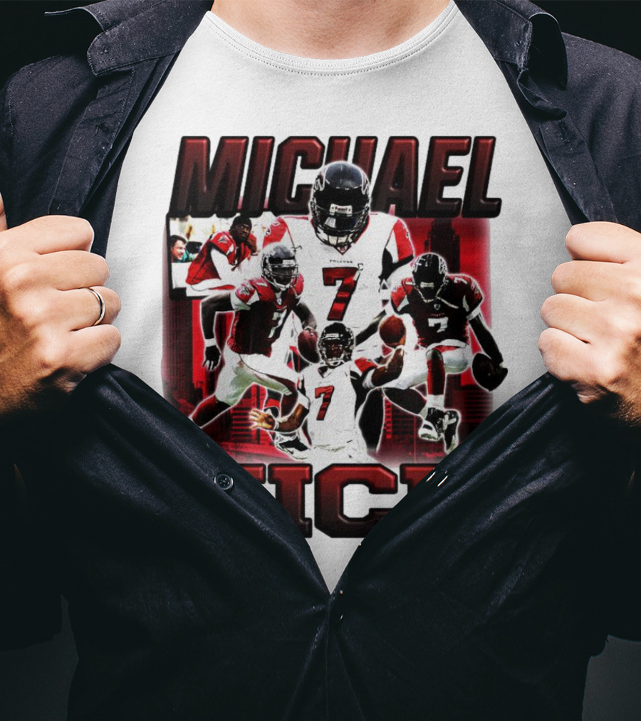 Michael Vick Atlanta Falcons Football Number 7 Quarterback Action Collage T-Shirt