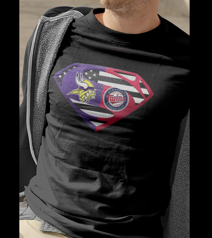 Minnesota Vikings Twins Superman Crossover Emblem T-Shirt