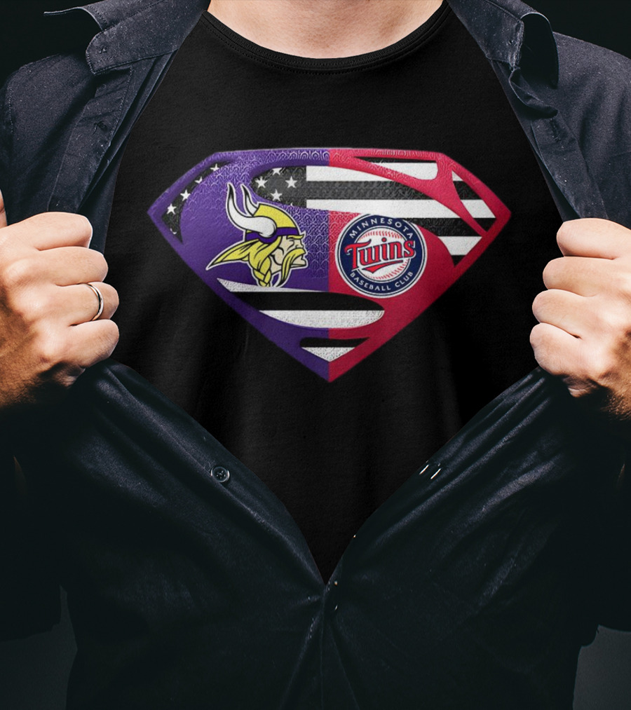 Minnesota Vikings Twins Superman Crossover Emblem T-Shirt