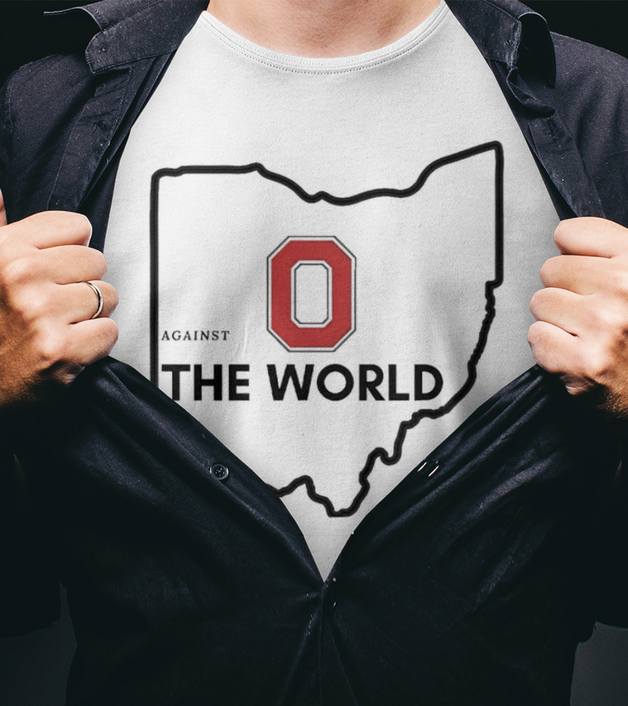 Ohio State Buckeye O Against The World Map Outline T-Shirt
