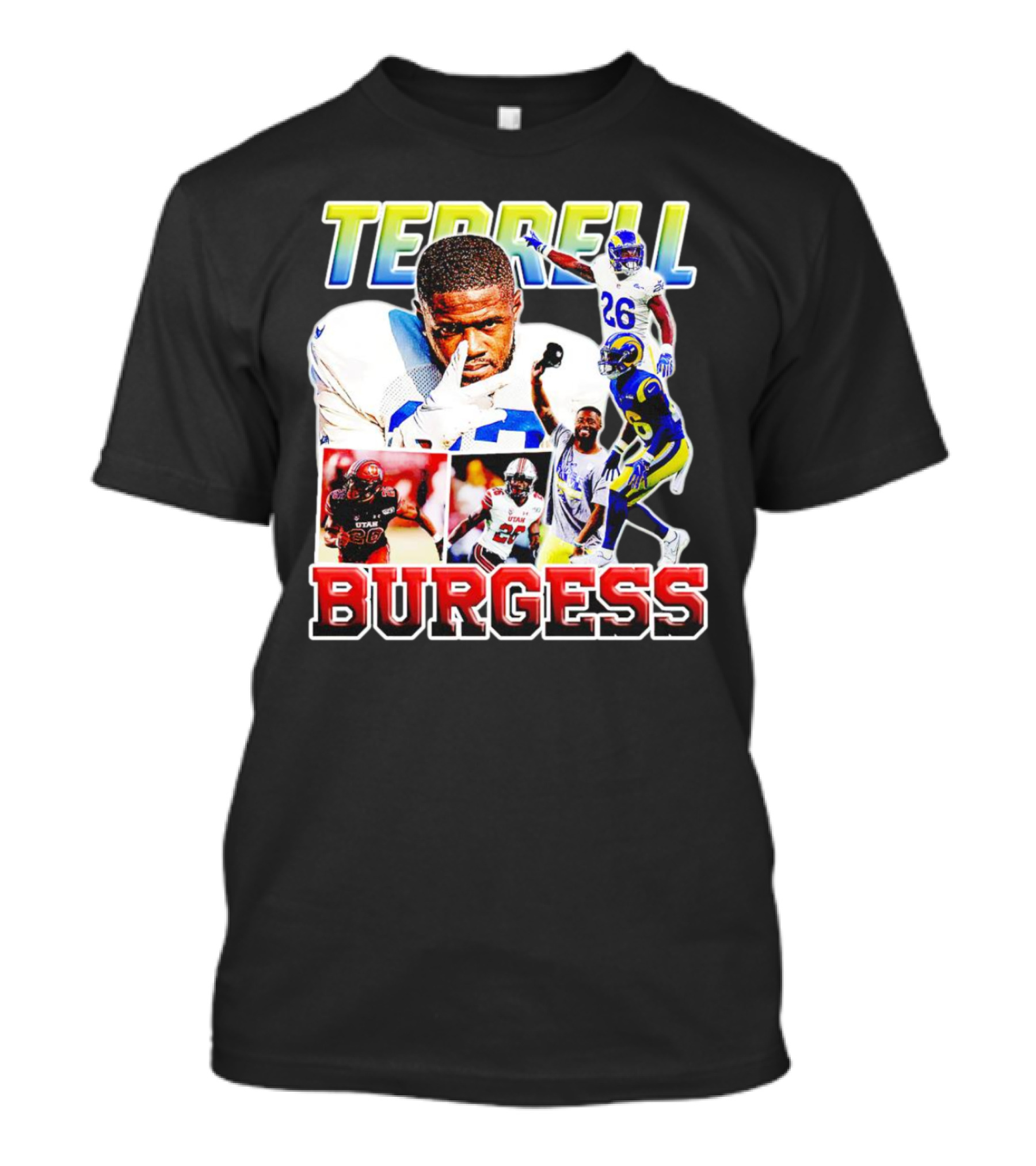 Terrell Burgess Los Angeles Rams Football Collage T-Shirt
