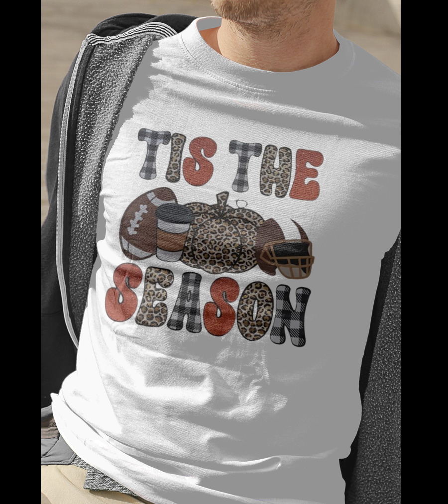 Tis The Season Football Pumpkin Coffee Helmet T-Shirt