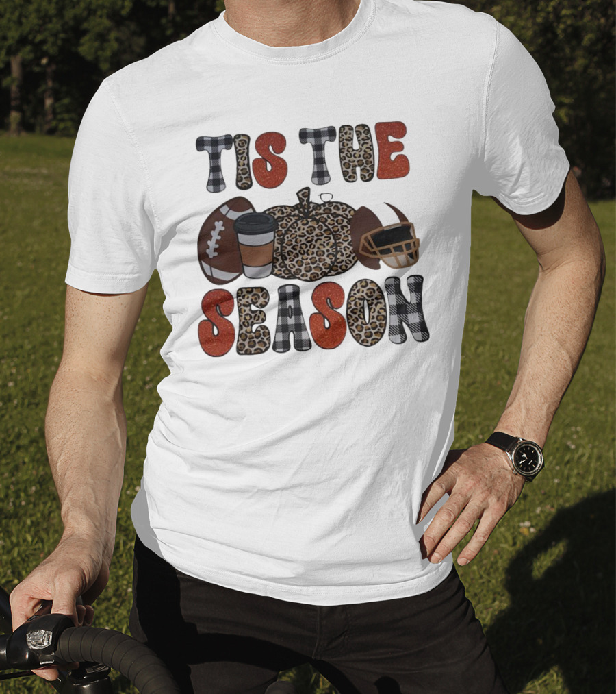Tis The Season Football Pumpkin Coffee Helmet T-Shirt