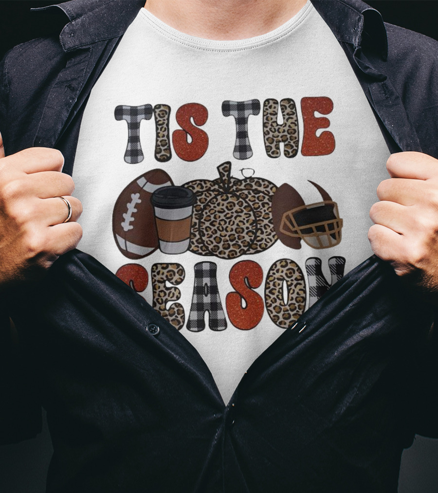 Tis The Season Football Pumpkin Coffee Helmet T-Shirt