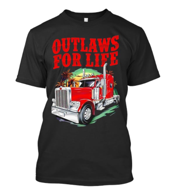 Outlaws For Life Red Truck Palm Trees T-Shirt
