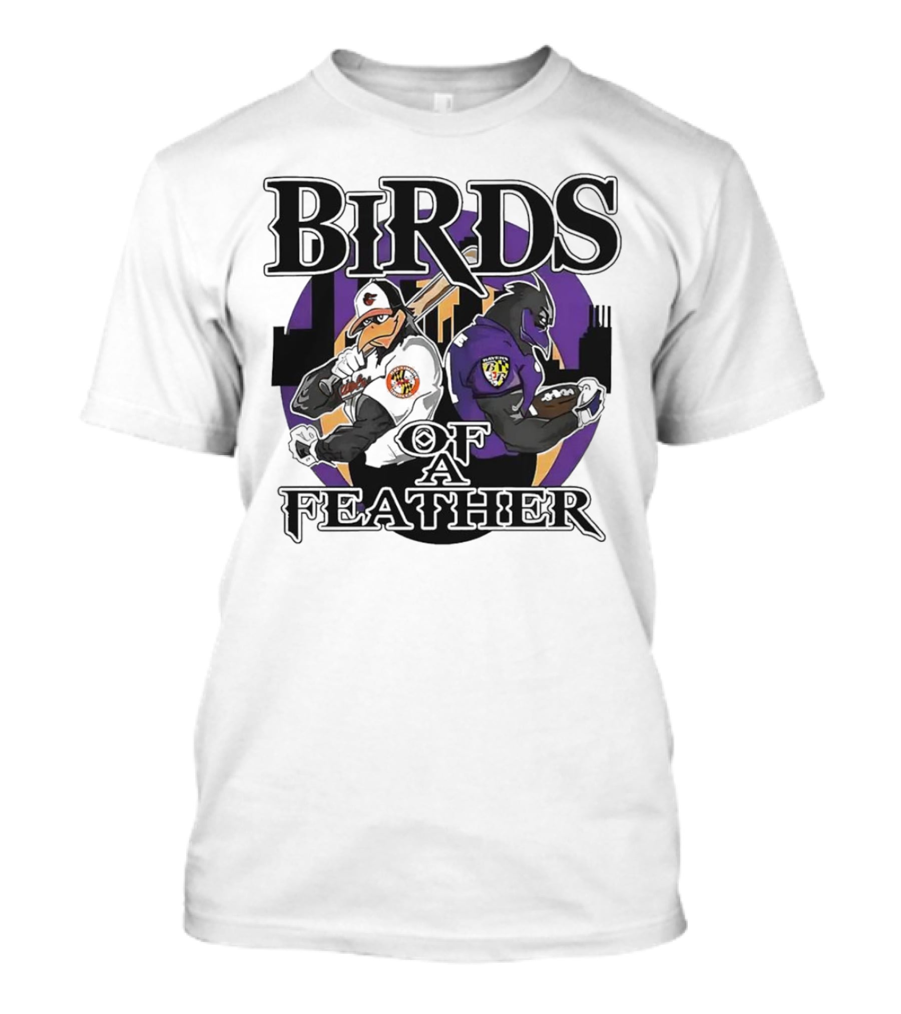 Birds Of A Feather Baltimore Ravens And Orioles T-Shirt