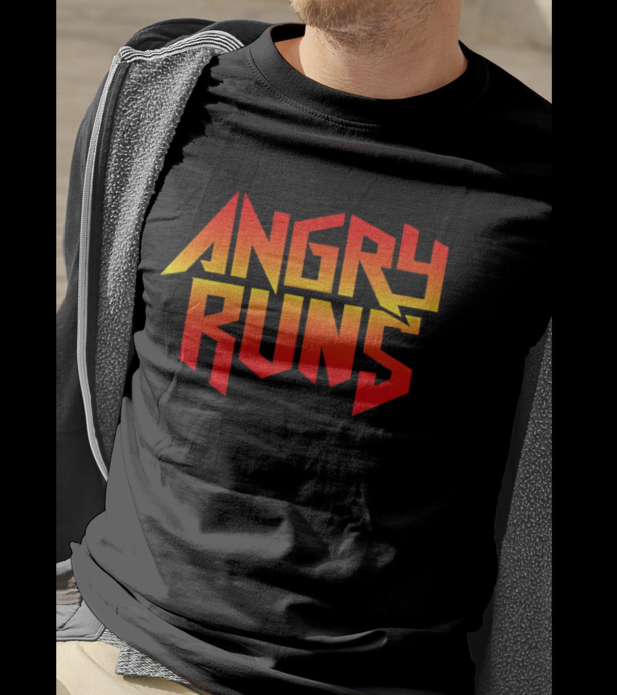 Angry Runs Bold Gradient Logo In Retro Gaming T-Shirt