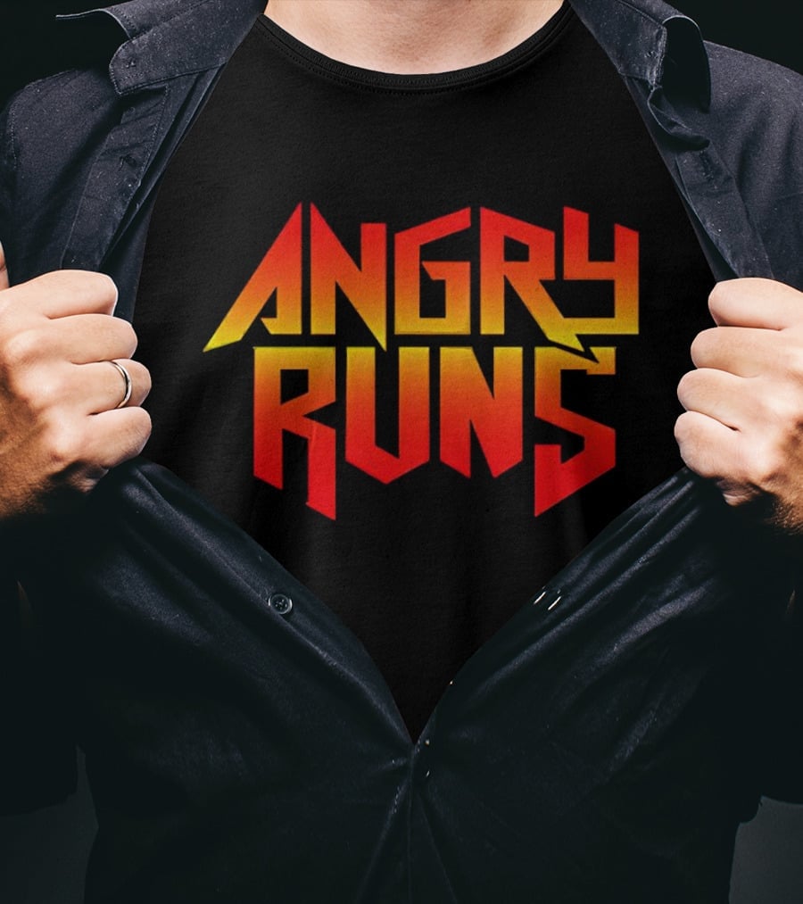 Angry Runs Bold Gradient Logo In Retro Gaming T-Shirt