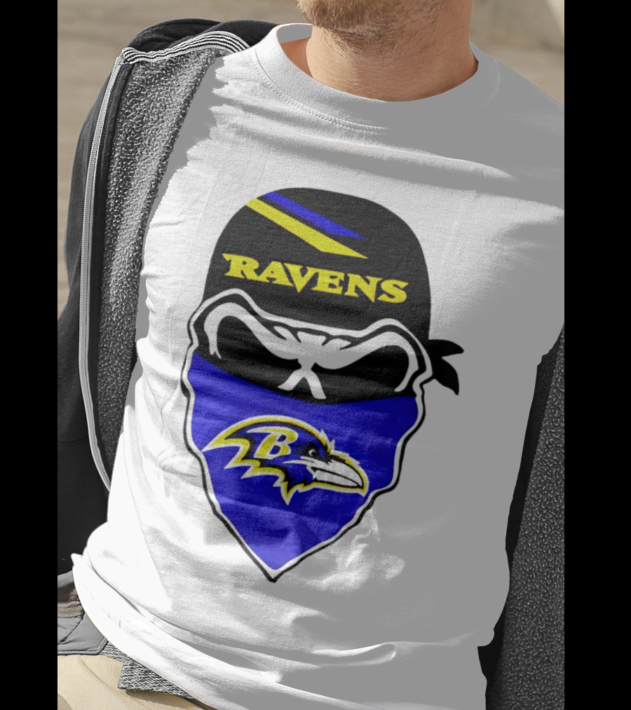 Ravens Skull Bandana Logo Baltimore Ravens T-Shirt