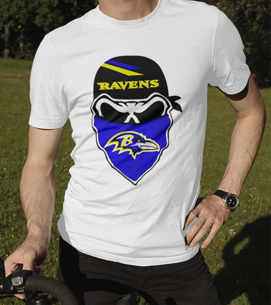 Ravens Skull Bandana Logo Baltimore Ravens T-Shirt