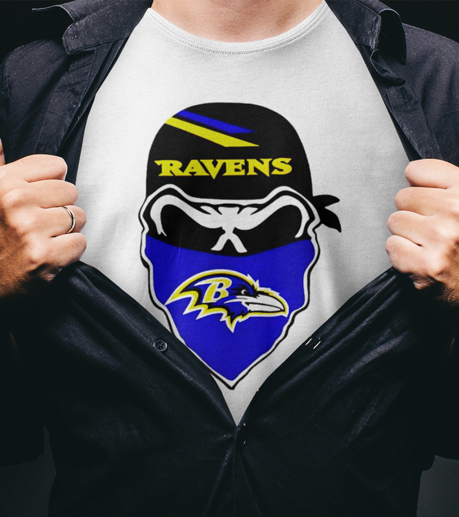 Ravens Skull Bandana Logo Baltimore Ravens T-Shirt