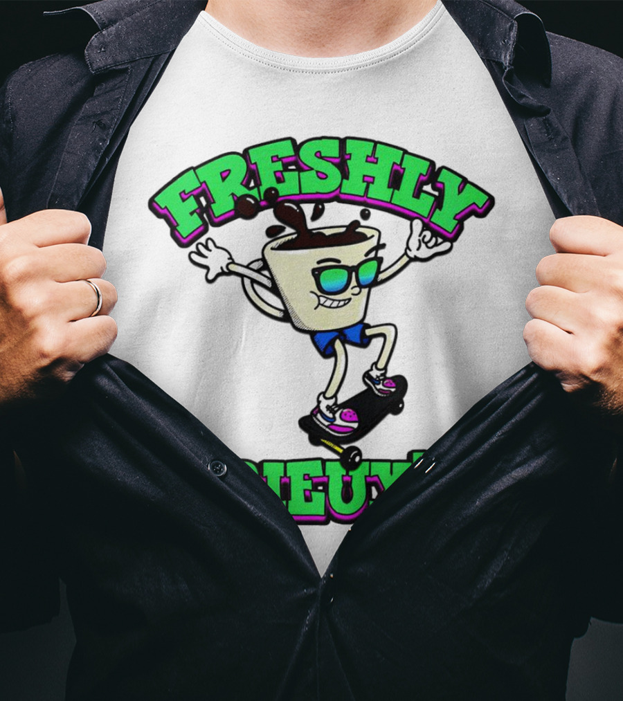 Freshly Brieux'd Skateboarding Cup Character T-Shirt