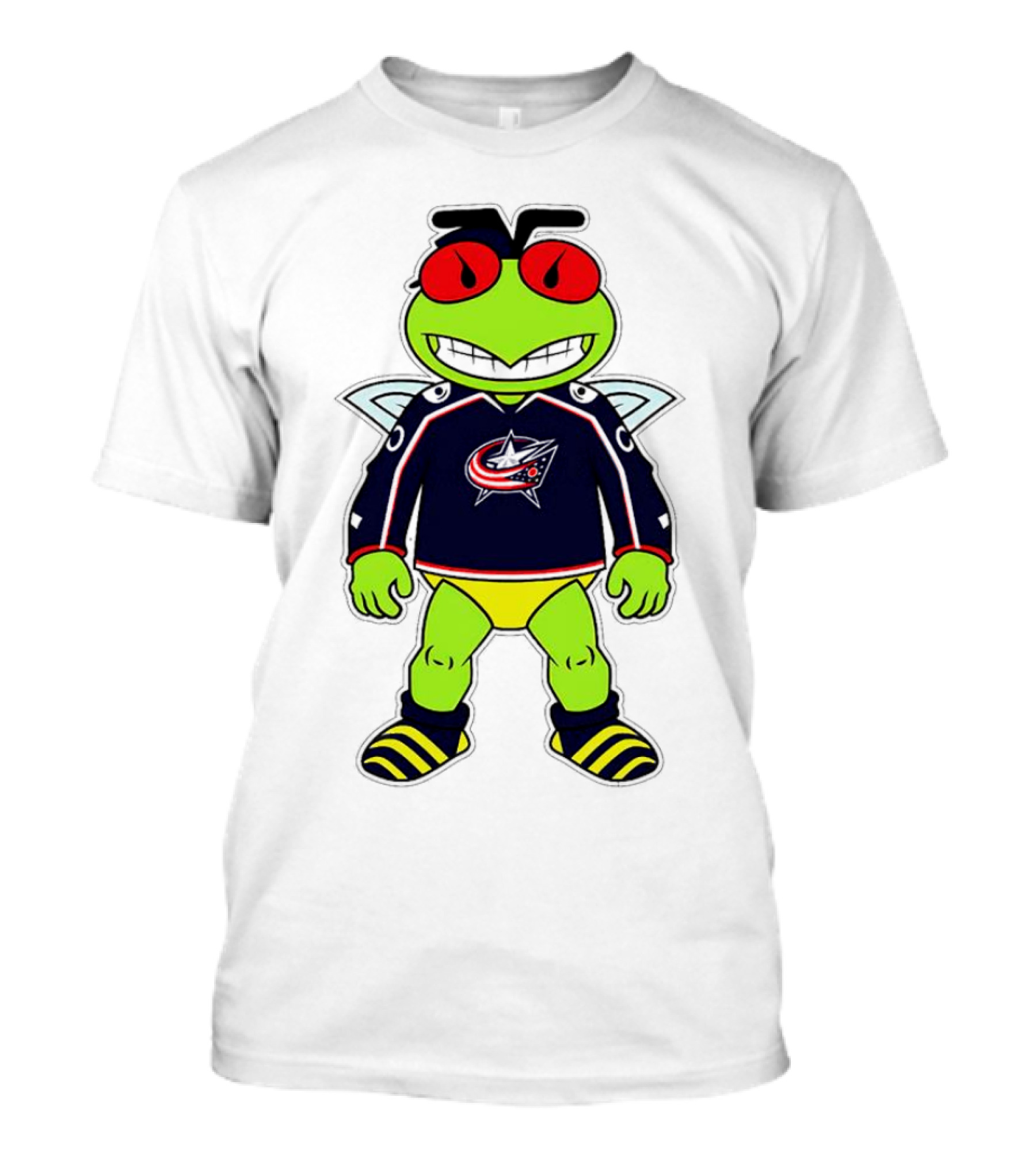 Columbus Blue Jackets Stinger Mascot Character In Team Jersey T-Shirt