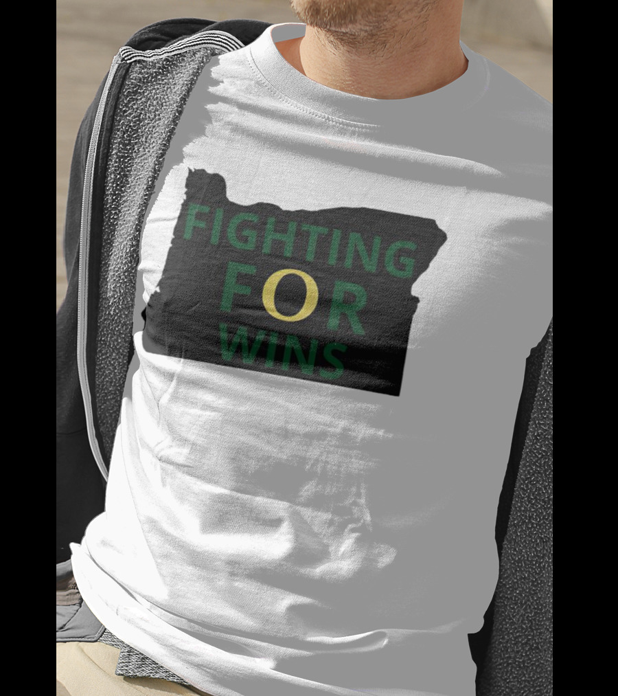 Fighting For Wins Oregon Ducks State Outline T-Shirt