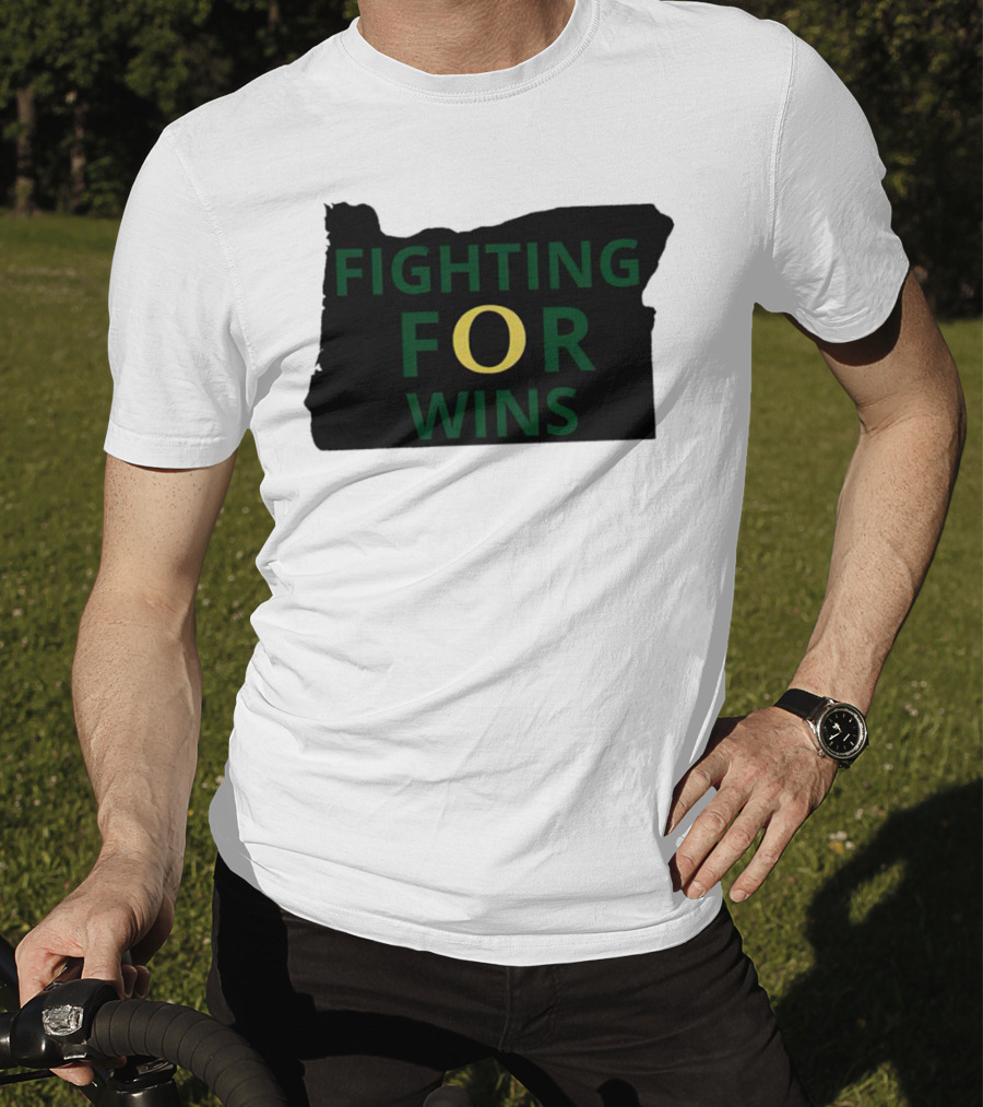 Fighting For Wins Oregon Ducks State Outline T-Shirt