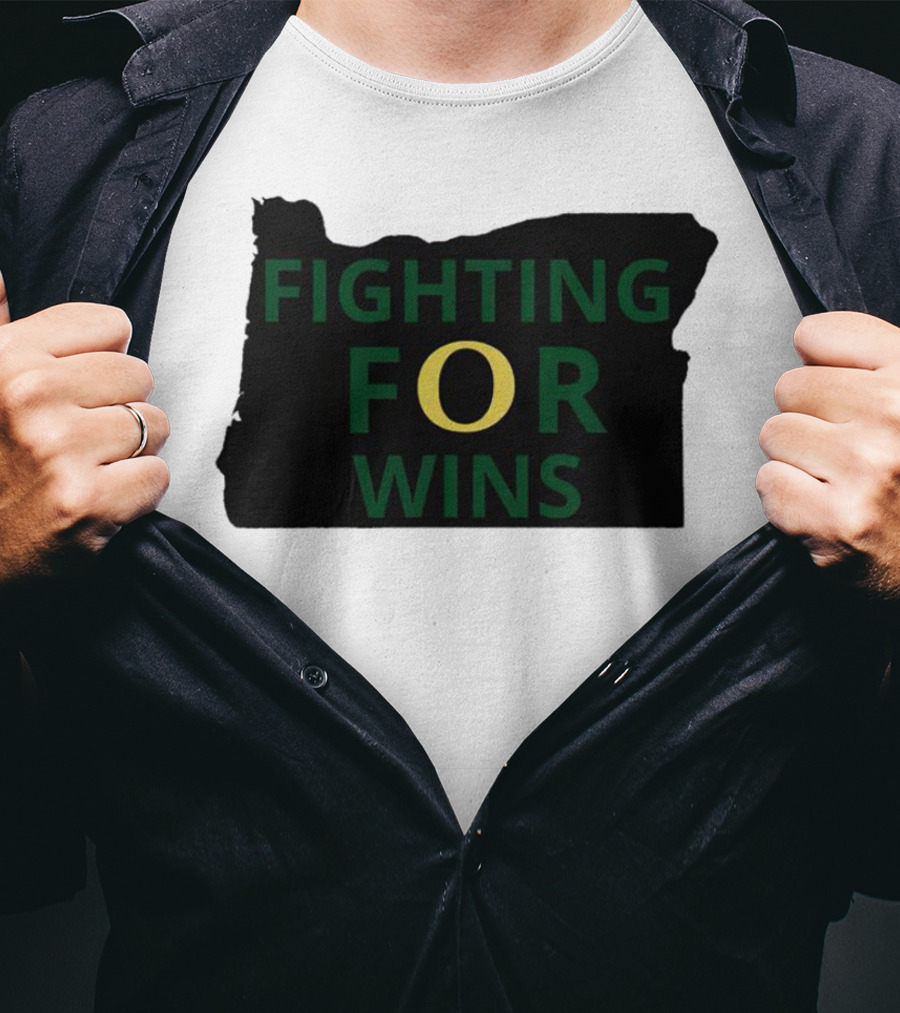 Fighting For Wins Oregon Ducks State Outline T-Shirt