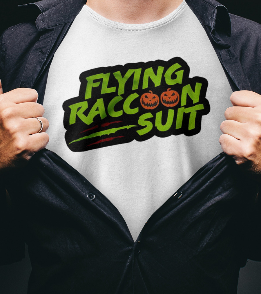 Flying Raccoon Suit This Is Skaloween Jack-O'-Lantern Claw Marks T-Shirt