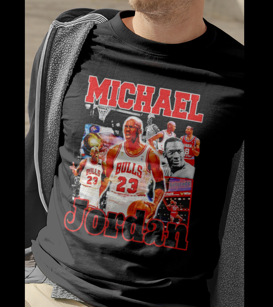 Michael Jordan Bulls 23 Basketball Legend Collage T-Shirt