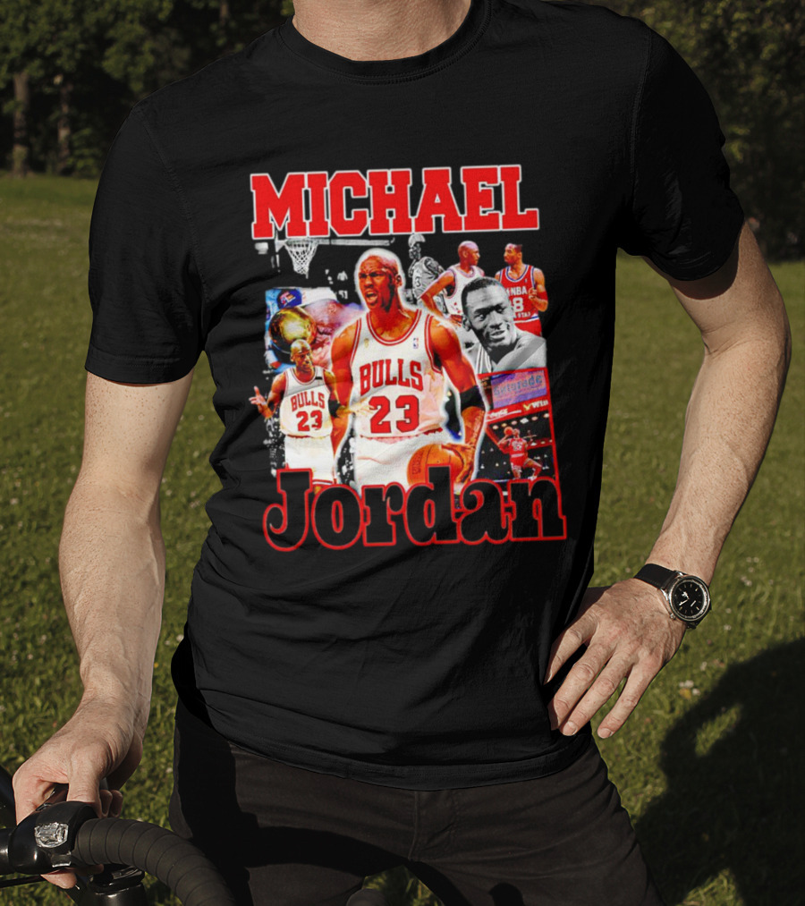 Michael Jordan Bulls 23 Basketball Legend Collage T-Shirt