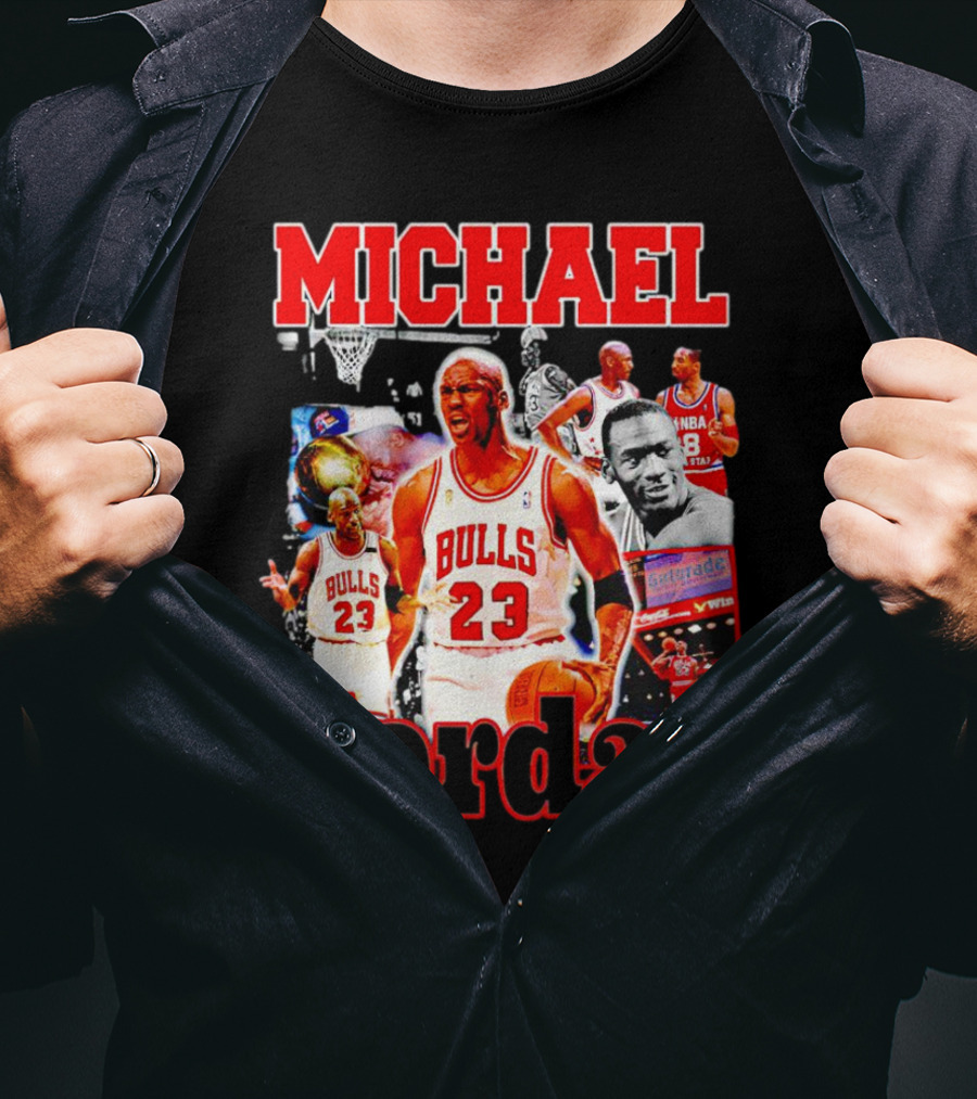 Michael Jordan Bulls 23 Basketball Legend Collage T-Shirt