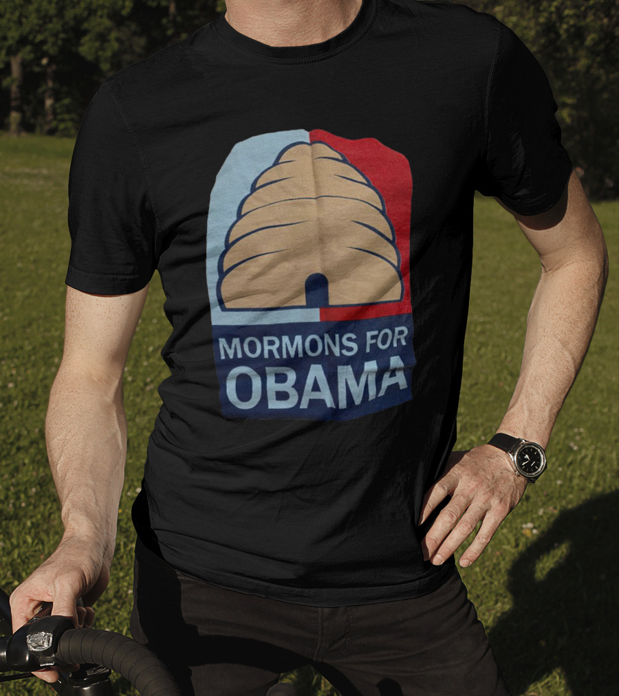 Mormons For Obama Beehive Symbol Two-Tone Background T-Shirt