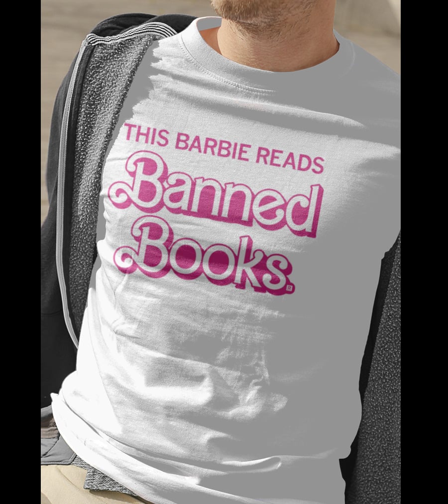 This Barbie Reads Banned Books Bold Pink Retro Typography T-Shirt