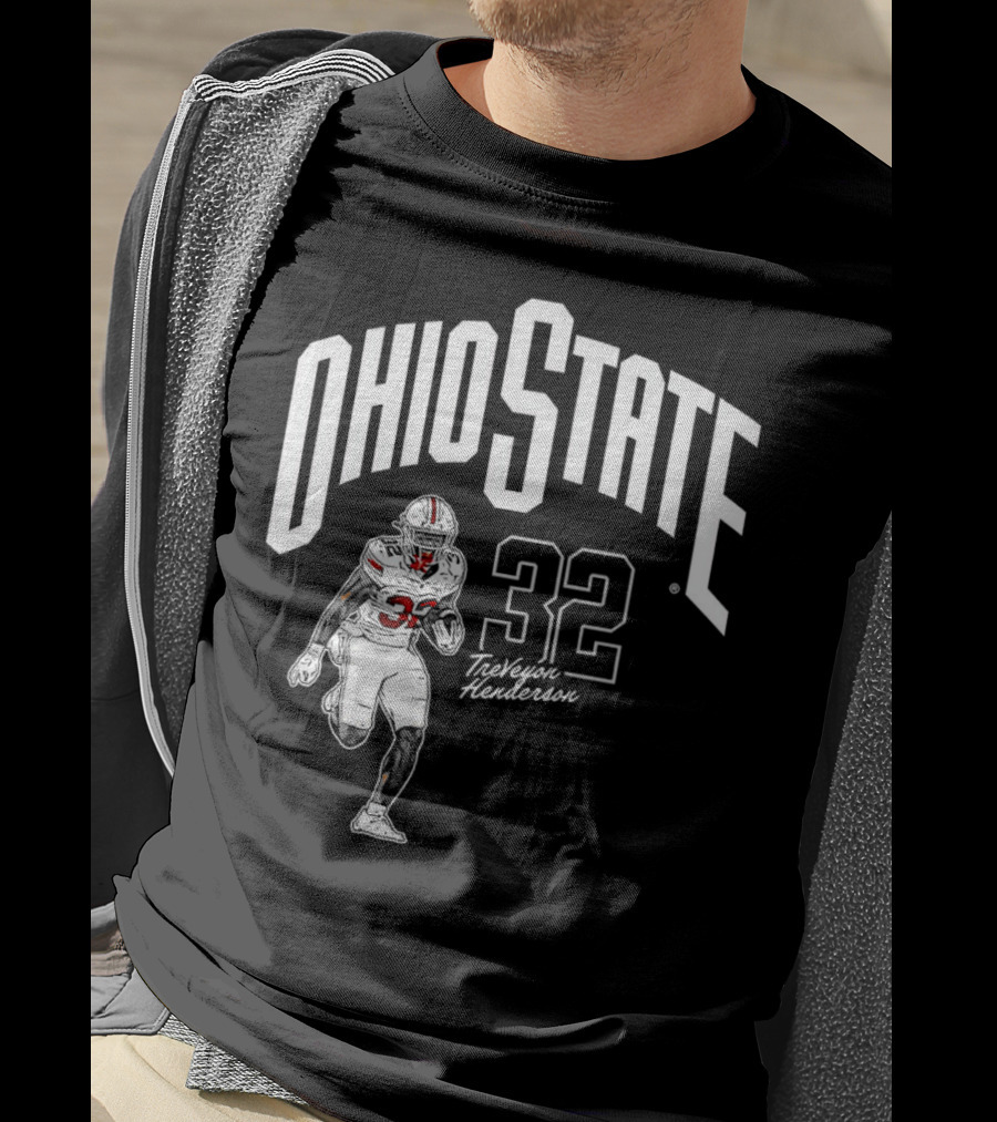 Ohio State Buckeyes Treveyon Henderson 32 Cartoon Player T-Shirt