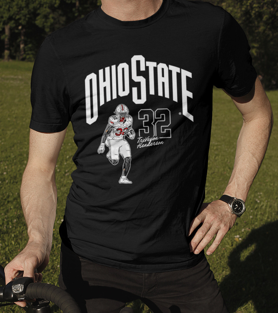 Ohio State Buckeyes Treveyon Henderson 32 Cartoon Player T-Shirt