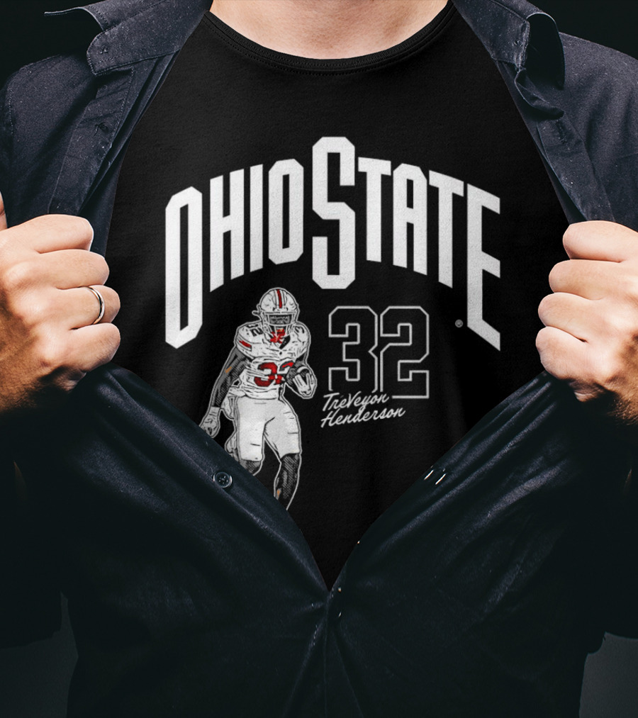 Ohio State Buckeyes Treveyon Henderson 32 Cartoon Player T-Shirt