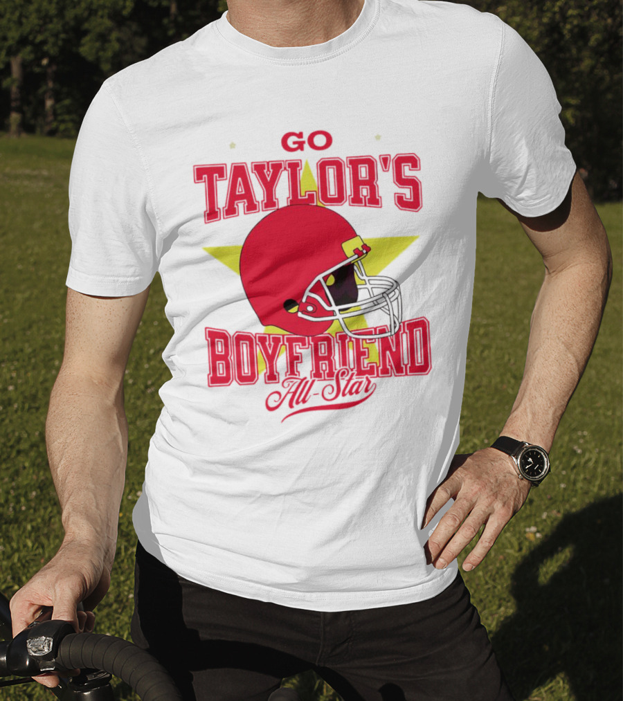 Go Taylor's Boyfriend All-Star Red Helmet Kansas City Chiefs T-Shirt