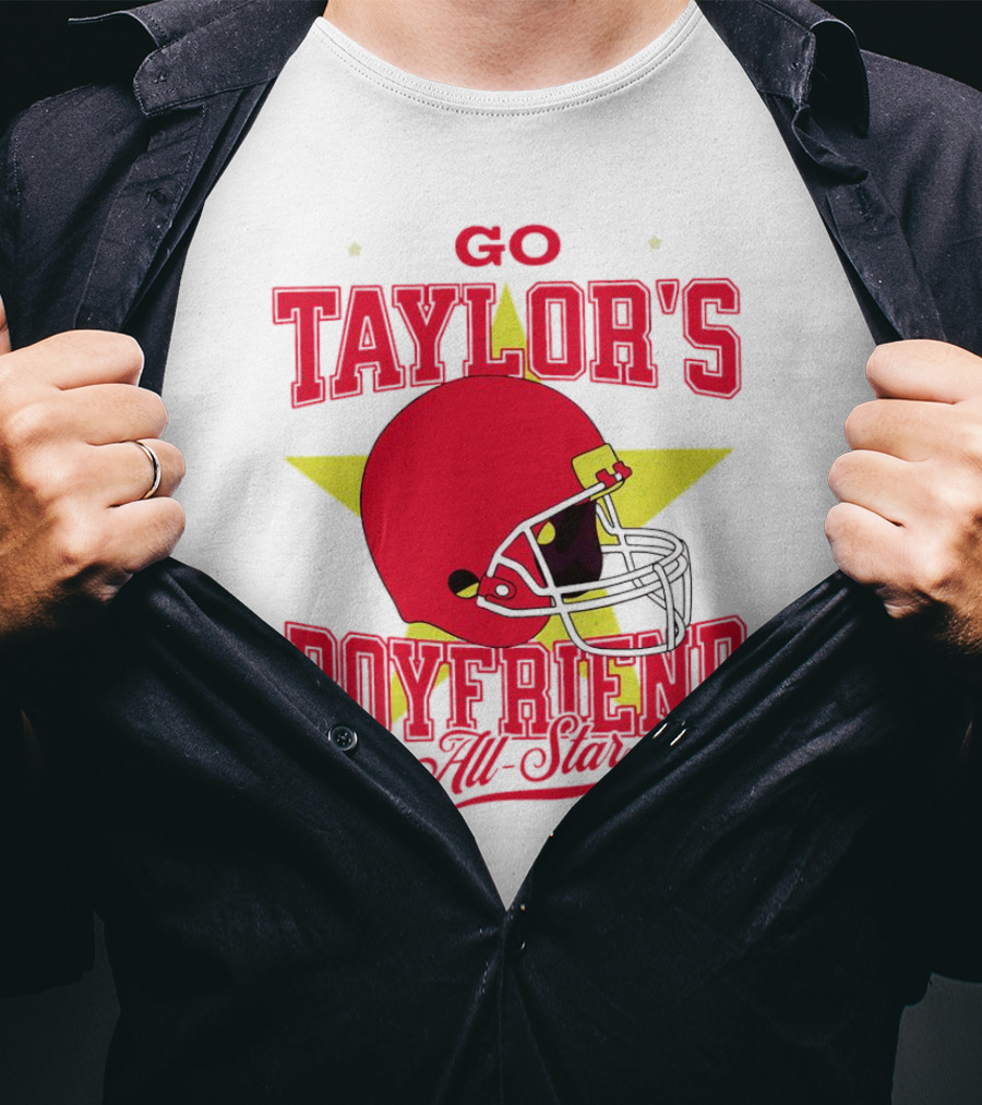 Go Taylor's Boyfriend All-Star Red Helmet Kansas City Chiefs T-Shirt