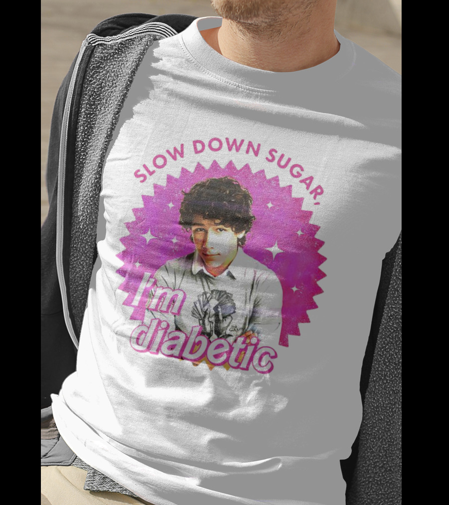 Nick Jonas Slow Down Sugar I'm Diabetic Pink Starburst T-Shirt