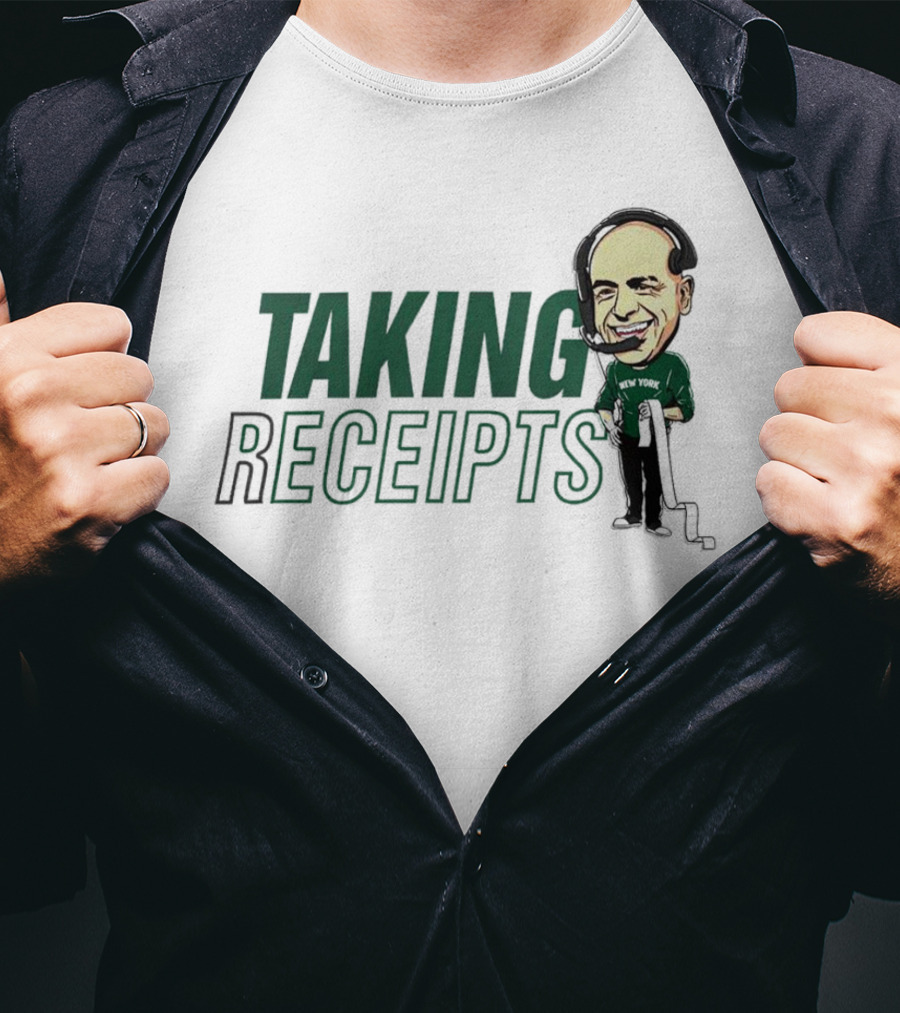 Robert Saleh New York Jets Taking Receipts Character T-Shirt