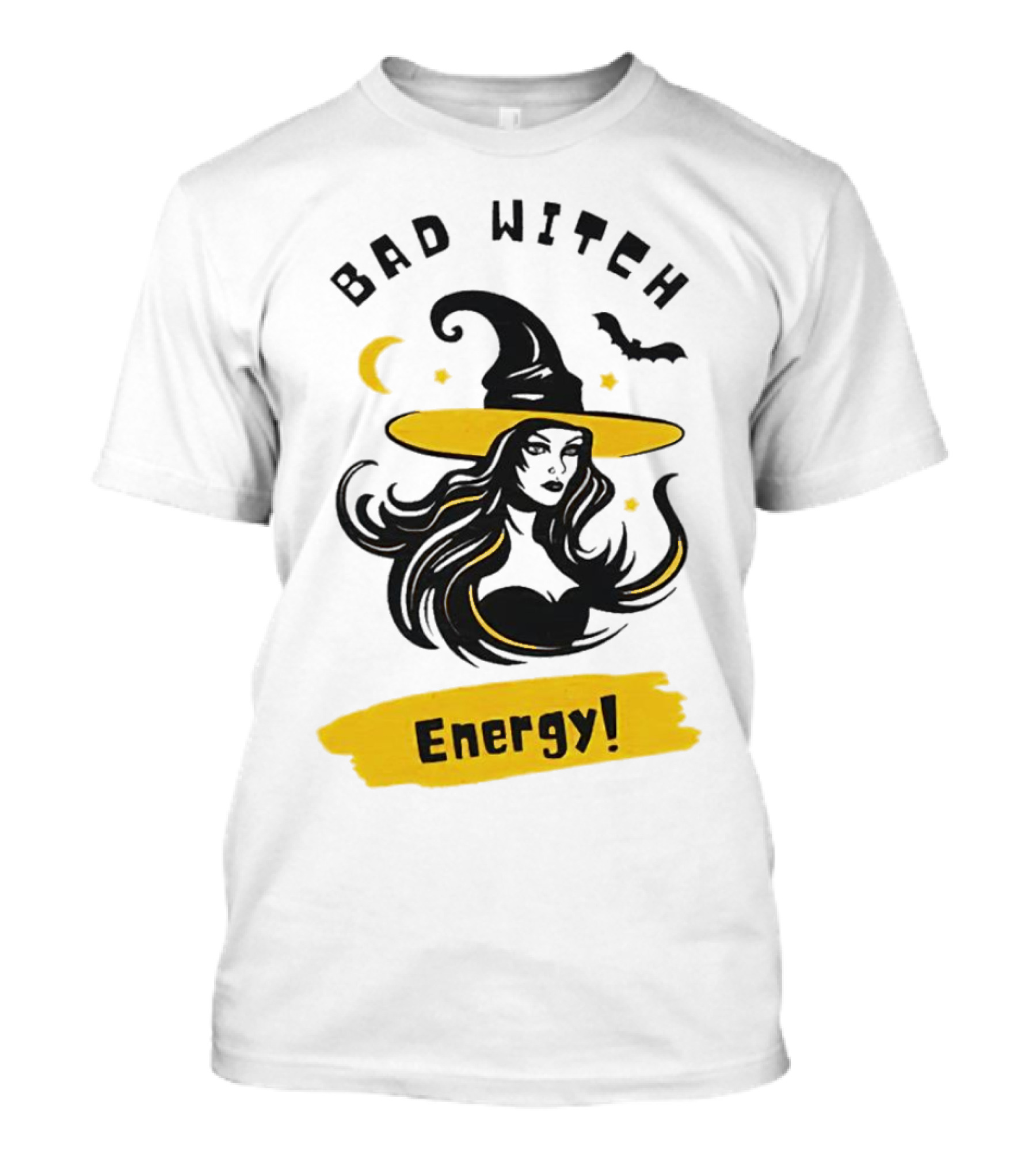 Bad Witch Energy Halloween Moon Bat Hat T-Shirt