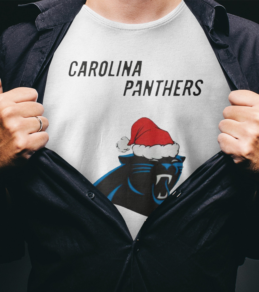 Carolina Panthers Christmas Santa Hat T-Shirt