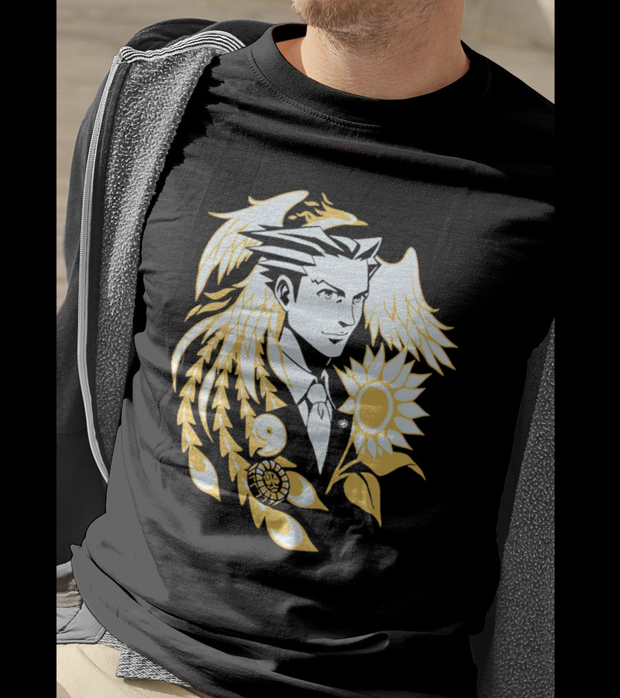 Fangamer Barbed Headed Attorney Phoenix Wright Sunflowers Wings T-Shirt