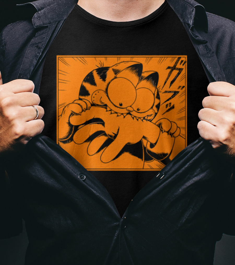 Garfield Manga Style Bite Hand Comic Panel T-Shirt