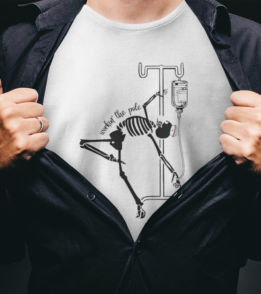 Workin' The Pole Skeleton IV Halloween T-Shirt