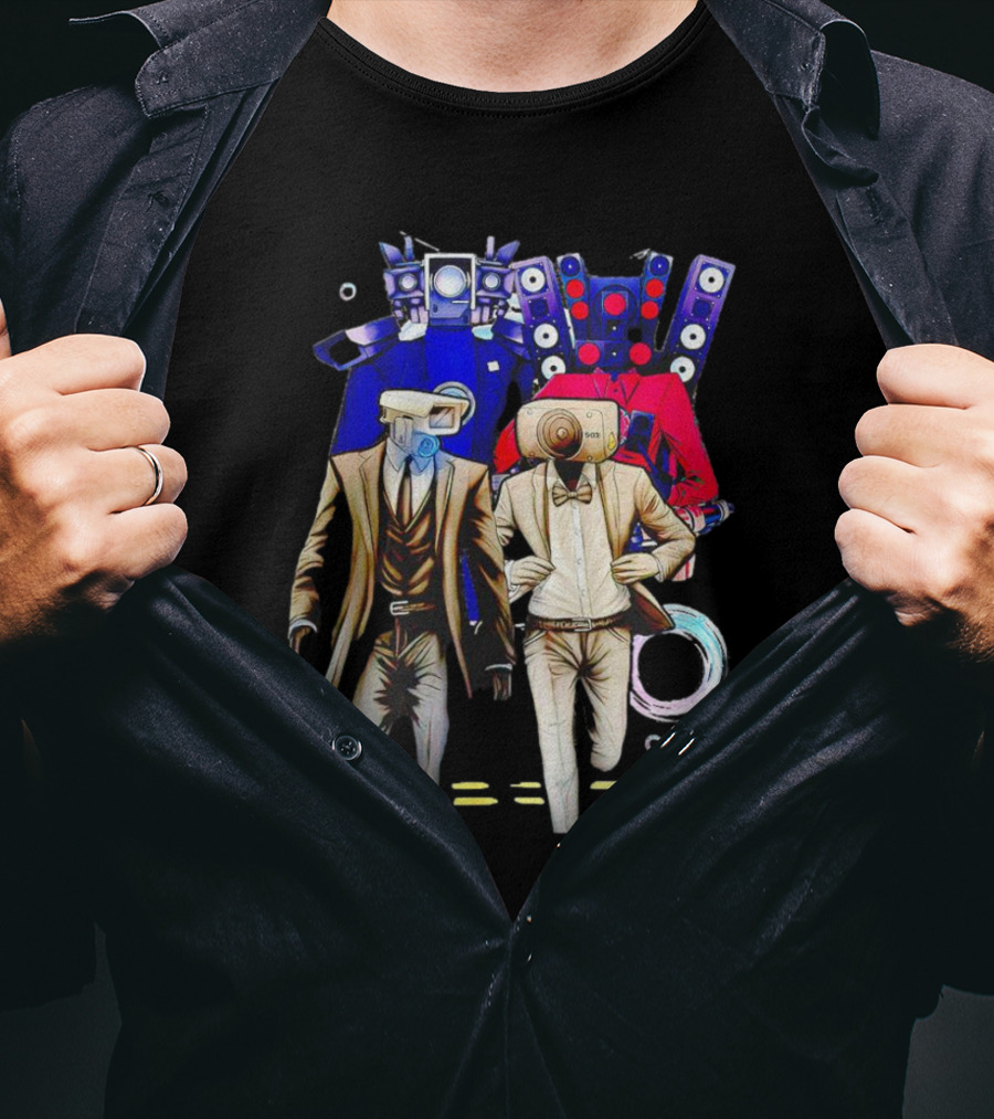 Cameraman Speakerman TVman Skibidi Toilet Character Compilation T-Shirt