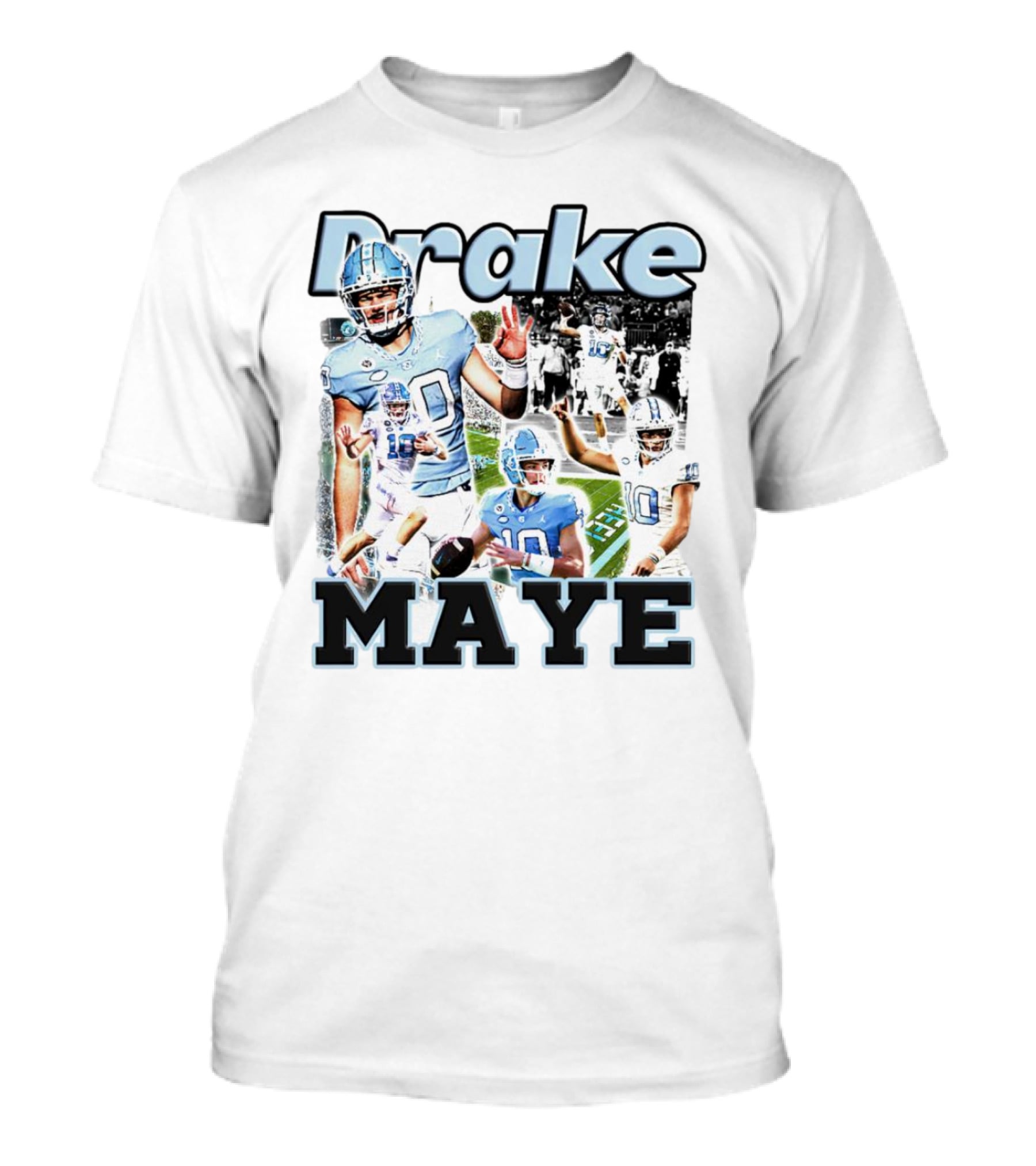 Drake Maye North Carolina Tar Heels Football Quarterback Action Collage T-Shirt