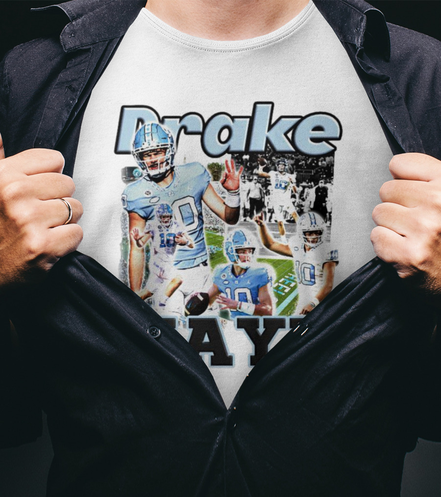 Drake Maye North Carolina Tar Heels Football Quarterback Action Collage T-Shirt