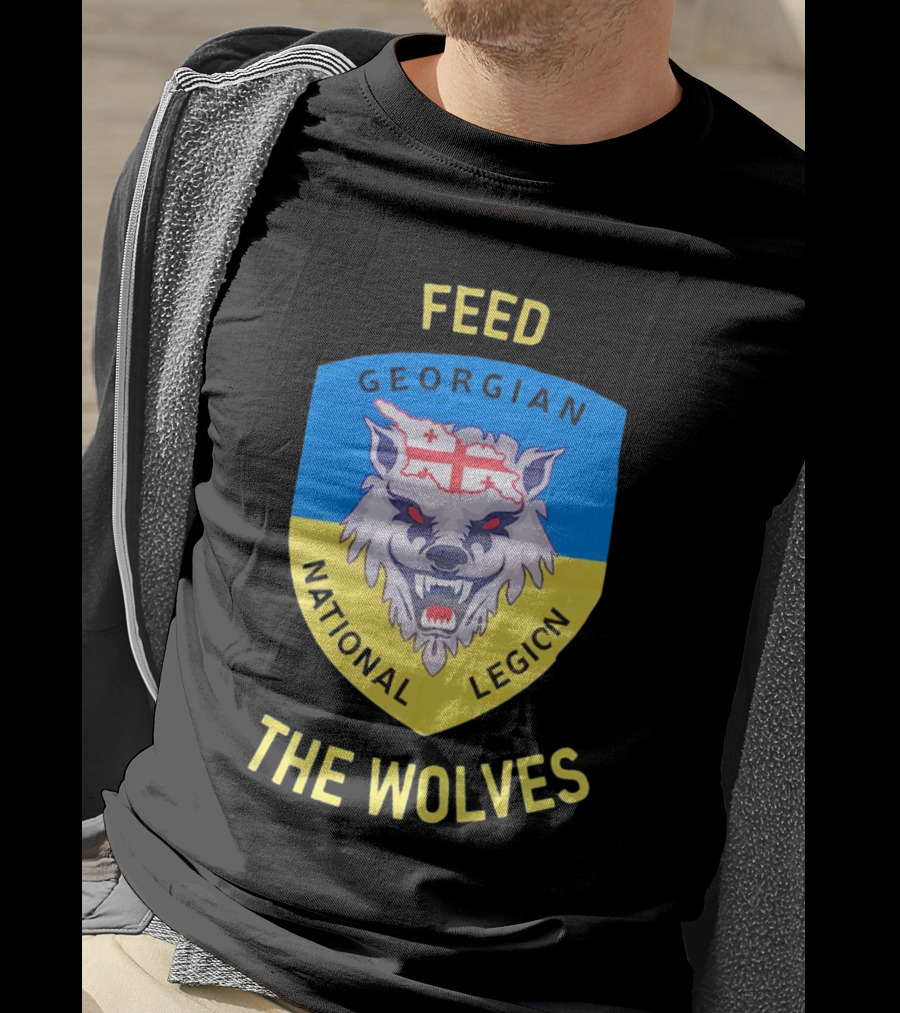 Feed The Wolves Georgian National Legion Wolf Badge With Flag Elements T-Shirt