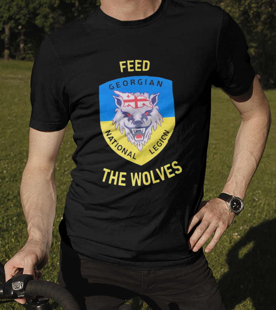 Feed The Wolves Georgian National Legion Wolf Badge With Flag Elements T-Shirt