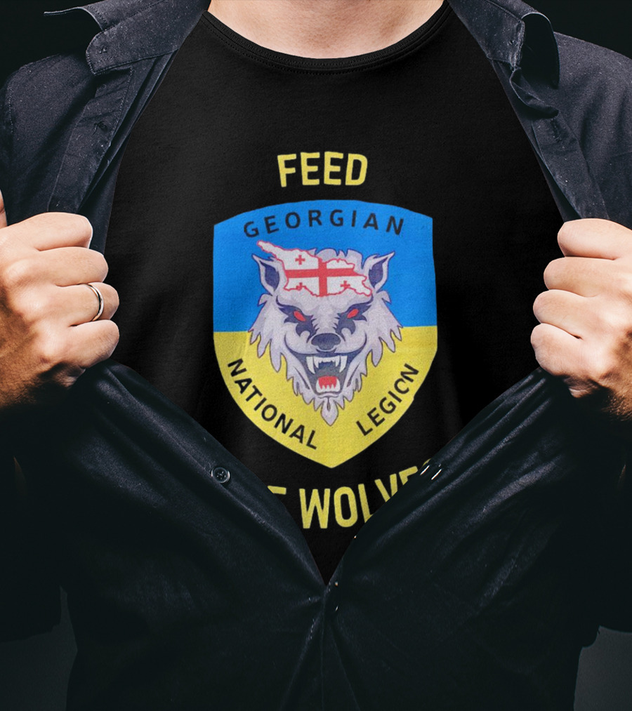 Feed The Wolves Georgian National Legion Wolf Badge With Flag Elements T-Shirt