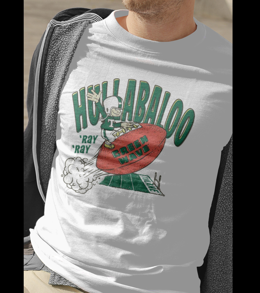 Hullabaloo Ray Ray Tulane Green Wave Football Player Riding Ball T-Shirt