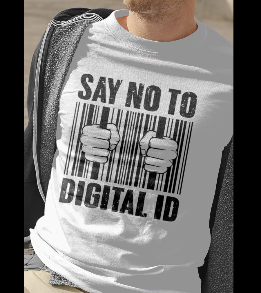 Say No To Digital ID Barcode Prison Fist T-Shirt