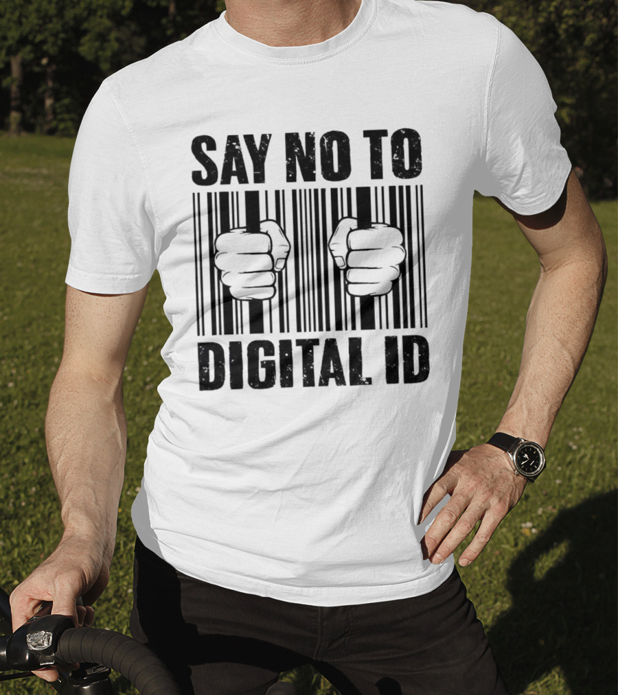 Say No To Digital ID Barcode Prison Fist T-Shirt