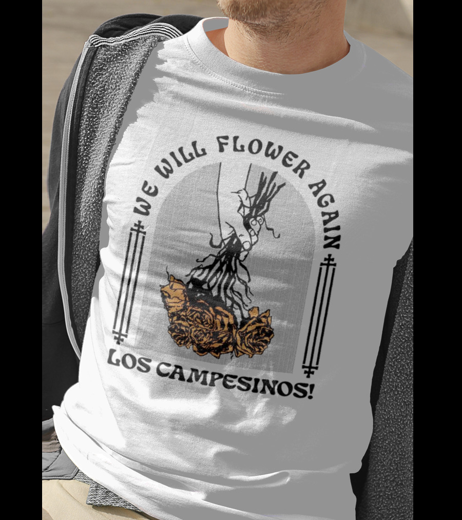 We Will Flower Again Los Campesinos Hand Holding Orange Roses T-Shirt