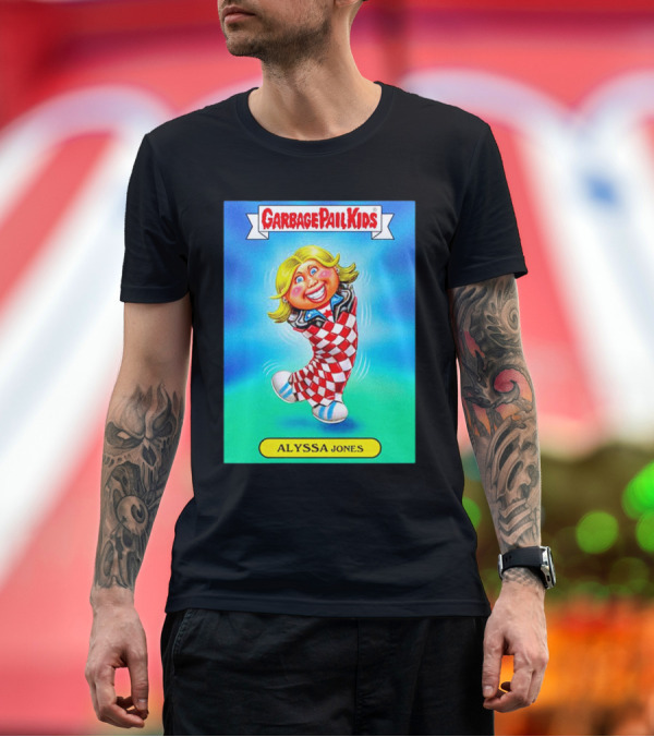 Premium T-Shirt: Garbage Pail Kids Alyssa Jones Checkerboard Character T-Shirt Garbage Pail Kids Alyssa Jones Checkerboard Character T-Shirt